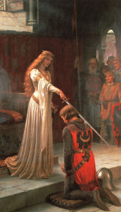 The Accolade by Edmund Leighton; a work which channels the spirit of the Court of Love.
